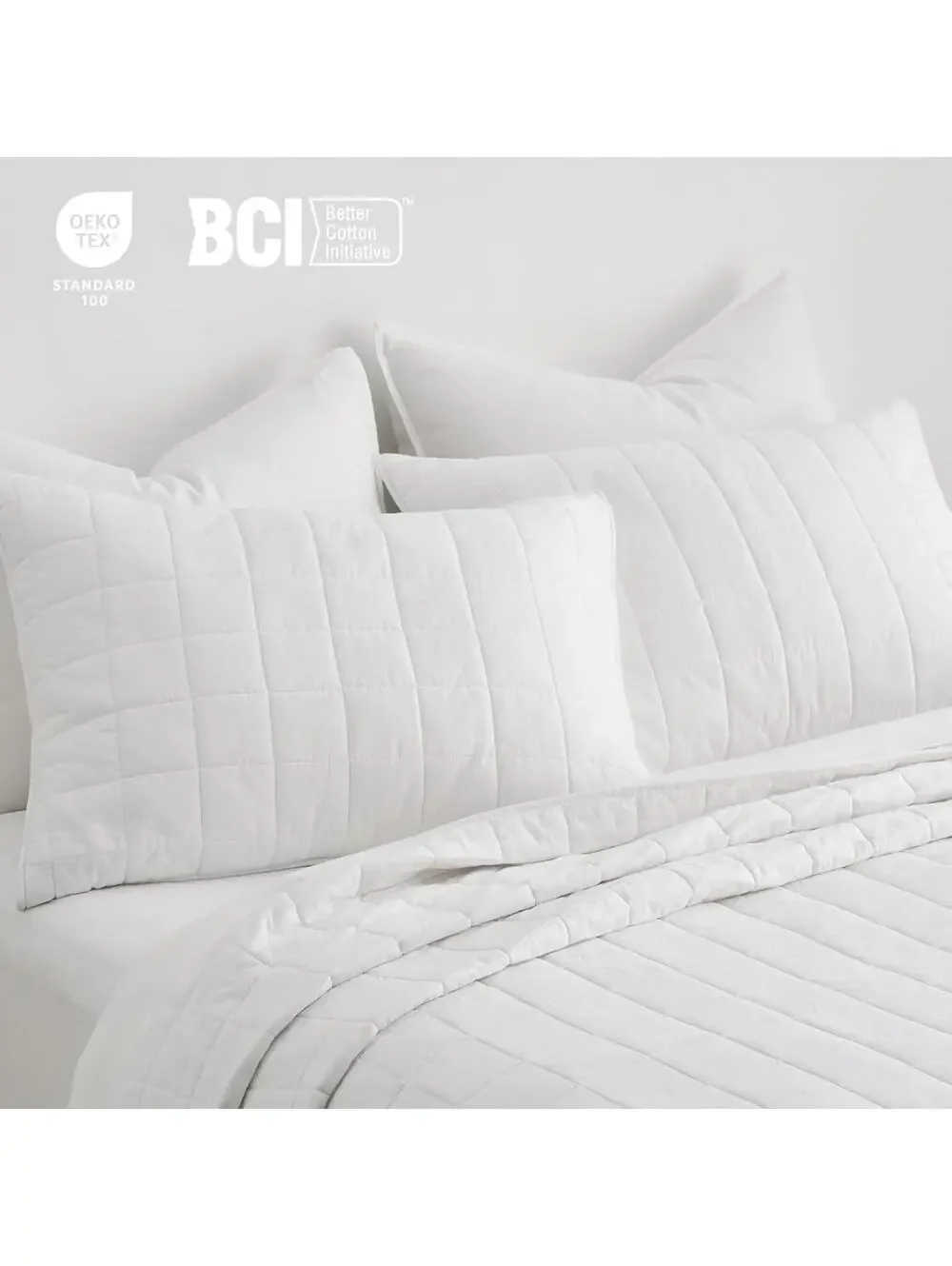 NIB EVERGRACE Home 100% Cotton Box Stitch 3 Pc, Bedspread 2 Shams, Full / Queen